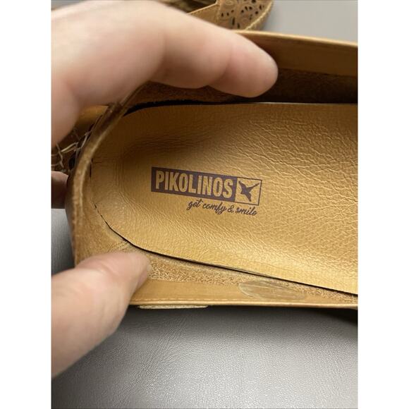 PIKOLINOS Jerez Loafer Brandy Saddle Leather Flats Womens 41 Floral Laser Cut - Picture 11 of 11